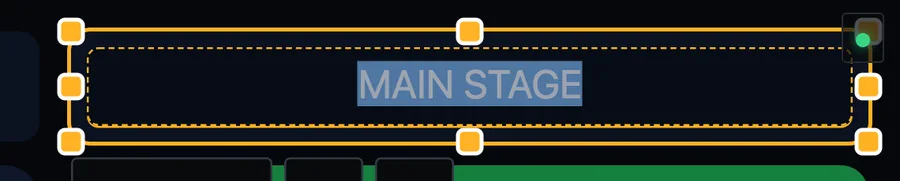 Editing text directly on the box: the small bar offers + VARIABLE, accept and cancel.