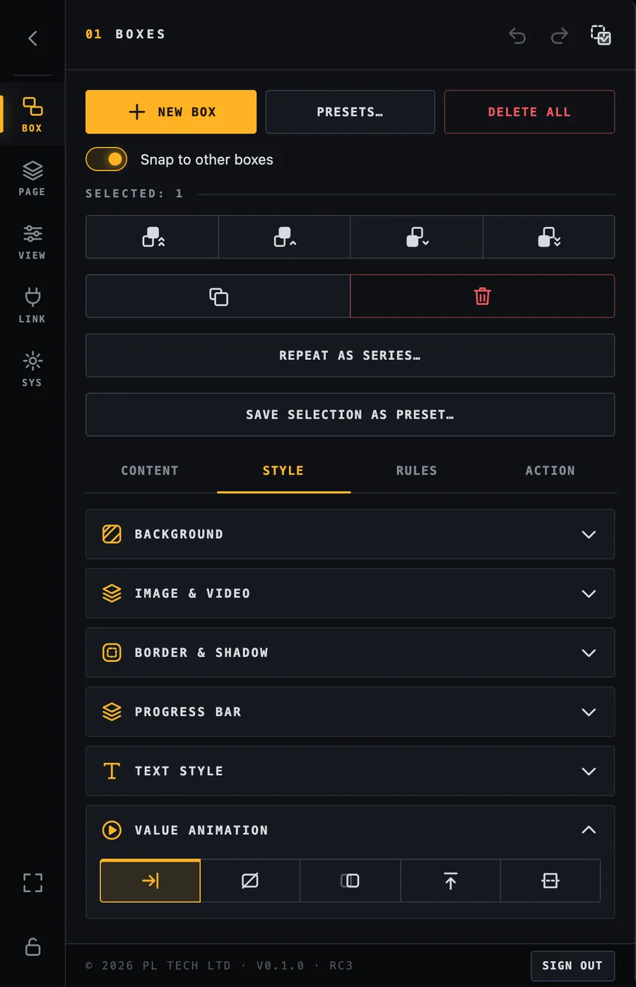Value animation per box.