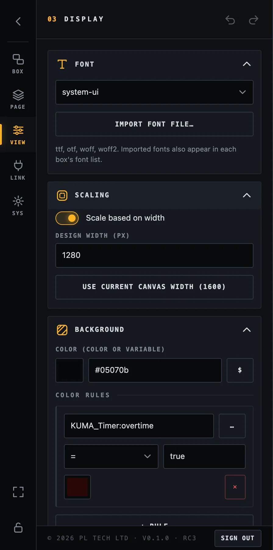 VIEW: font and scaling.