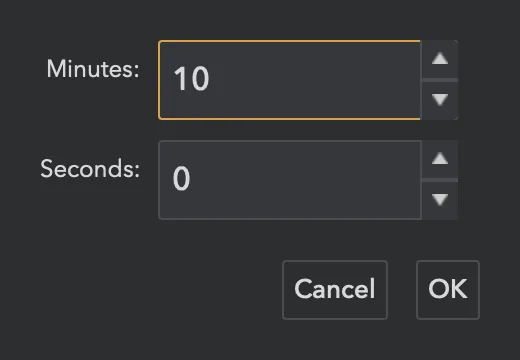 Editing a preset: type the new minutes and seconds.