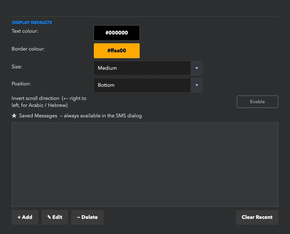 Settings &rarr; SMS.